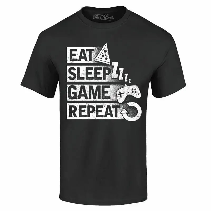 Eat Sleep Game Repeat T-shirt Funny Gamer Gaming Video Game Shirts