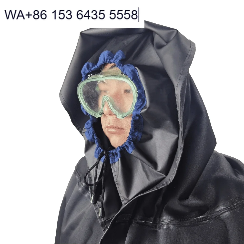 High-Visibility Hazard Shield Garment Poncho Design, Radiation/Chemical Resistant, Hooded with Clear Visor for Labs