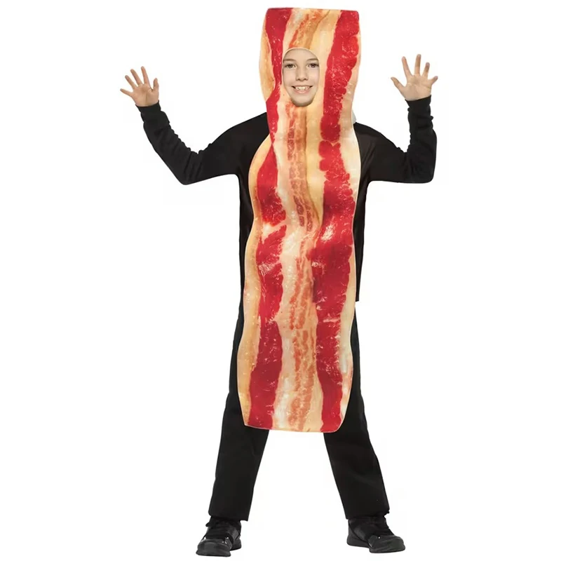 

2026 New Arrival Unisex Boys Meat Halloween Fancy Dress Girls Funny Food Cosplay Bacon Strip Child Costume
