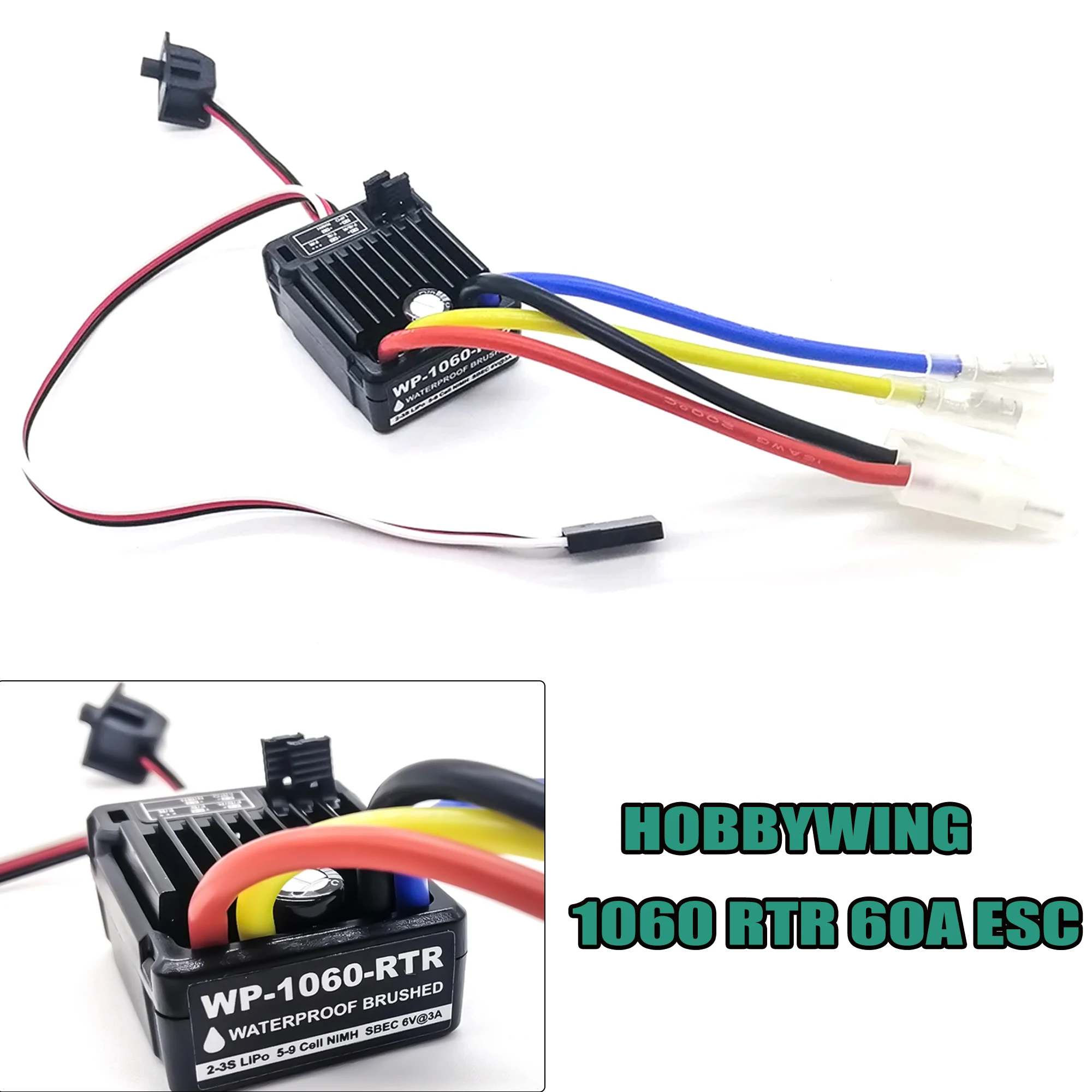 

HobbyWing 60A Electronic Speed Controller Brushed Waterproof ESC T Plug WP-1060-RTR for Remote Control Toy Vehicles