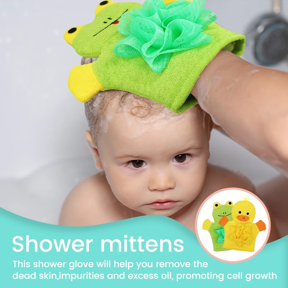 1PC Cartoon Kids Bath Gloves Exfoliating Double Sided Scrubber For Dead Skin Removal Cartoon Washing