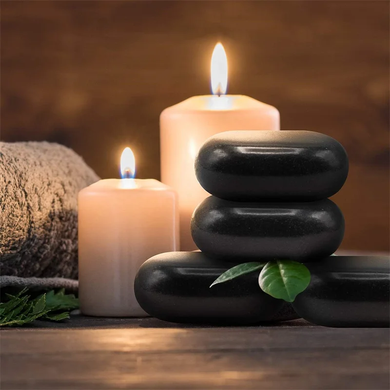 8 Pcs Large Black Basalt Hot Stone Set For Massage Treatments To Relax The Mood And Relieve Strained Muscles Pain Discomfort