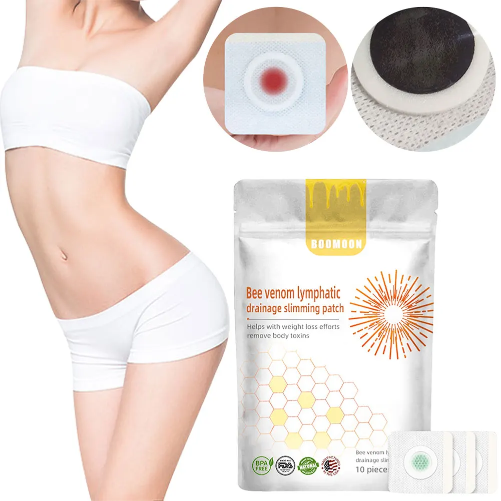 7/10Pcs Abdominal Bee Venom Patches Bee Venom Patches Lymphatic Detoxification Detox Bee Venom Lymphatic Drainage Slimming Patch