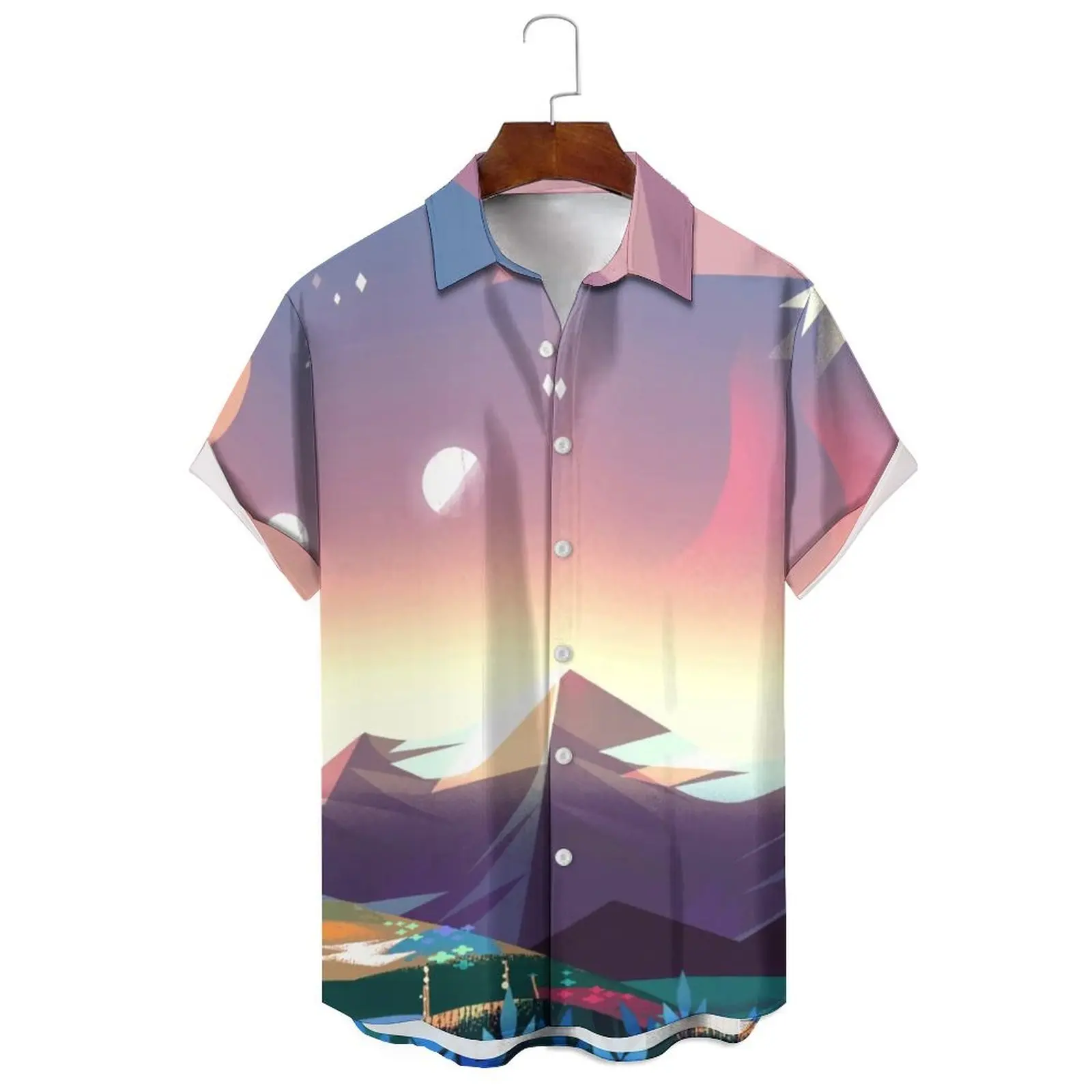 

Men's/Women's Summer Casual Casual Casual Casual Irregular Abstract Style Print Lapel Single-Breasted Short-Sleeved Shirt