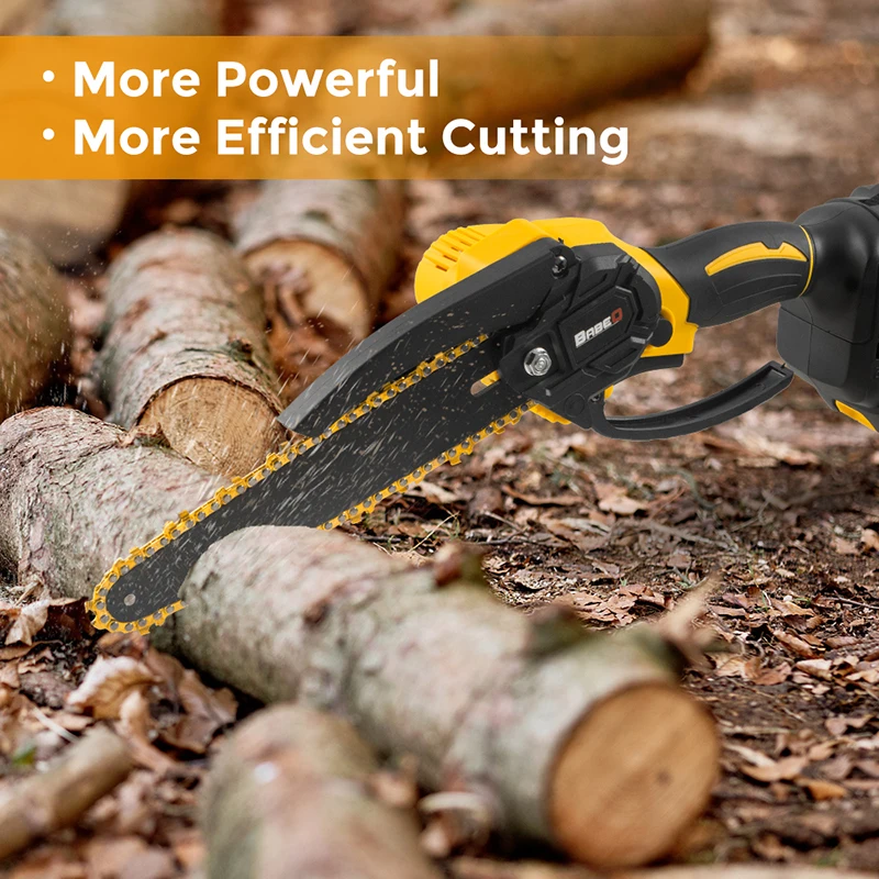 8 Inch Brushless Electric Chain Saw Rechargeable Handheld Pruning Saw Mini Electric Saw Woodworking Power Tools Upgraded Battery