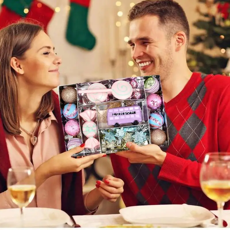 عيد الميلاد الكرة الحلي كرات لون الحلوى شجرة زينة شاتيربروف كرات متدلية مجموعة الزخرفية شنقا زخرفة
