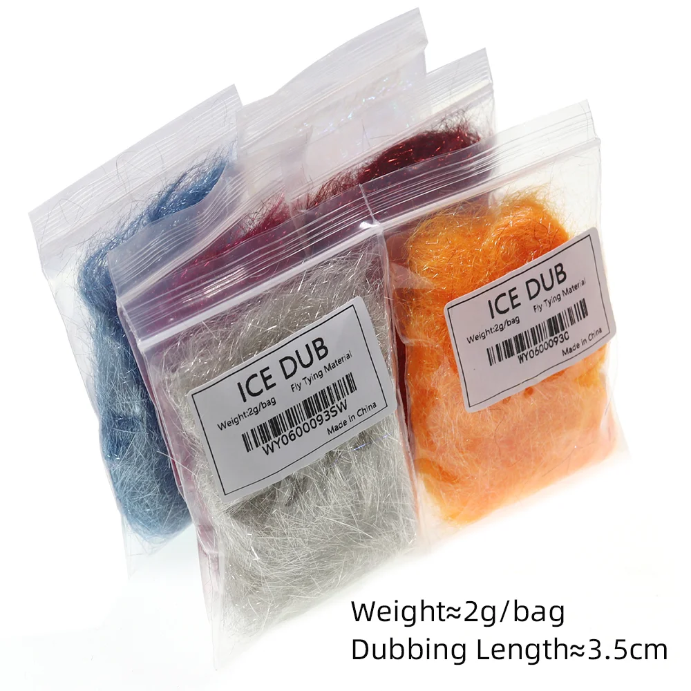 2 Beutel 3,5 cm Ice Dubbing Fliegenbindematerial für Scud Nymphen Minnow Streamer Ice Wing Fiber Flash Sparkle mit Thorax-Material – Detail 7