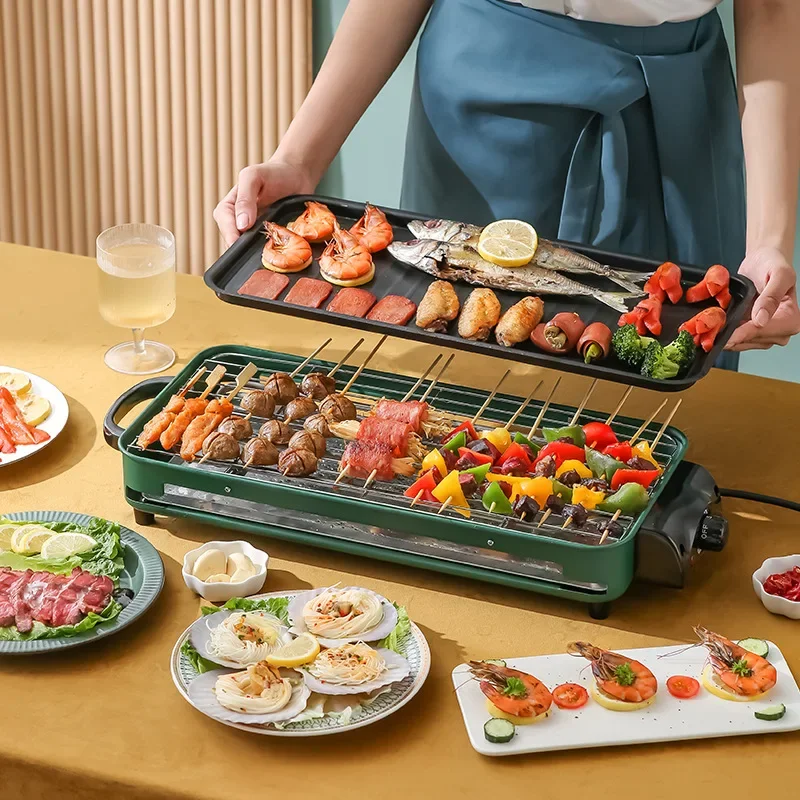 

220V Household Grill Indoor Smokeless Skewer Griddle Food Barbecue Baking Pan Roaster Non-Stick BBQ Roasting Oven