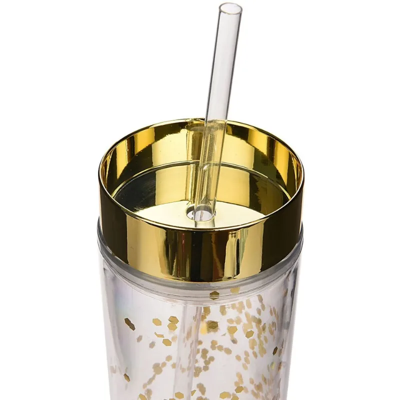 450ml Plastic cup, straw cup, fashionable holiday gift cup, solid color with straw