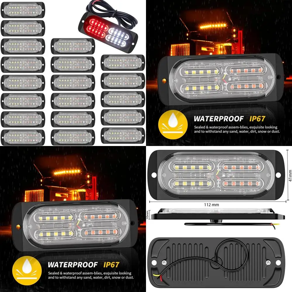 

20-LED Dual-Color Strobe Lights - 16 Flash Modes, Waterproof, Ideal for Vehicles and Towing