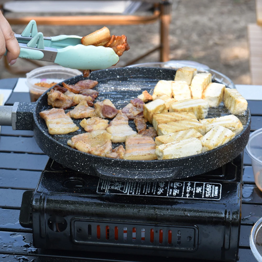 Giyoca 1 قطعة صينية خبز مزدوجة الجوانب غير عصا عموم مستدير تيبانياكي بيتزا حجر الأرز عموم أداة الشواء المنزلية تجهيزات المطابخ المطبخ #2