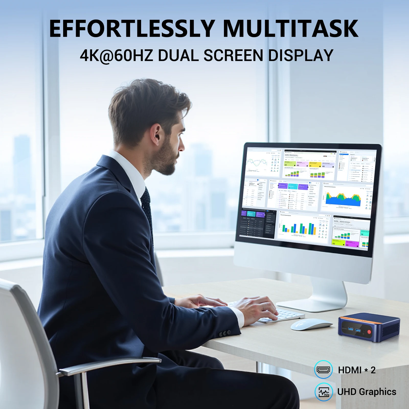 SOAYAN Mini PC, 13th Twin Lake N150 Mini computer 16GB DDR4 500GB SSD Mini computer desktop 4K doppio display/WiFi 5/USB3.2/BT4.2