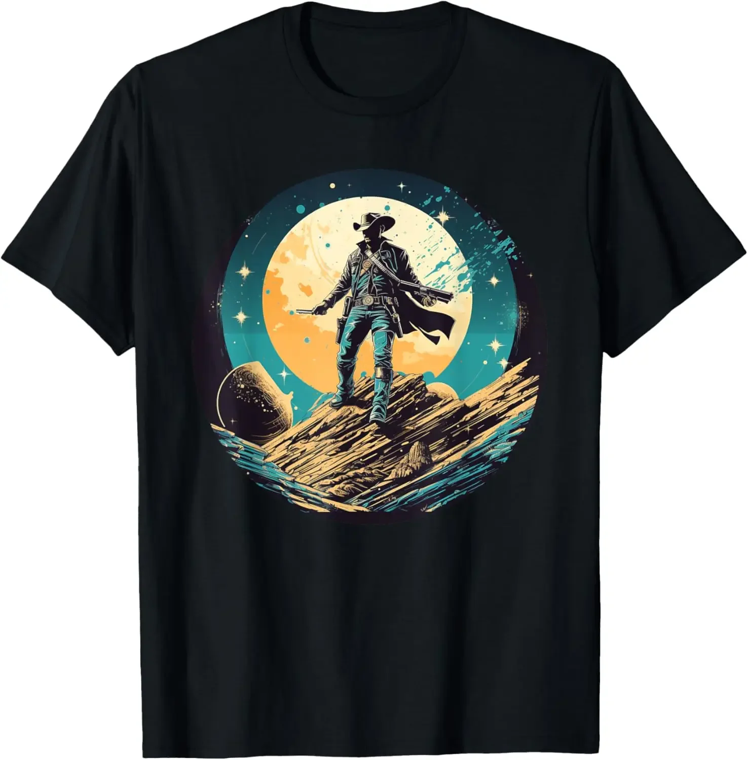 Cool Cowboy in Space for Asteroid and Satellite Lovers T-Shirt