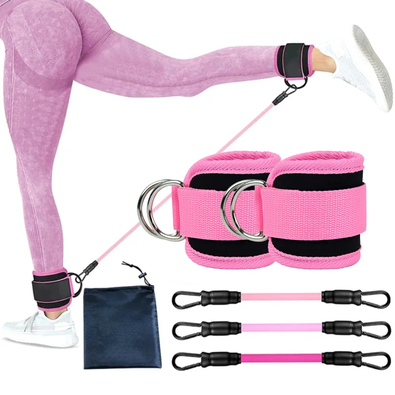 Booty Resistance Band With Ankle Straps Fitness Pull Rope Leg Strength Ankle Cuff For Cable Machines Gym Home Workout Equipment