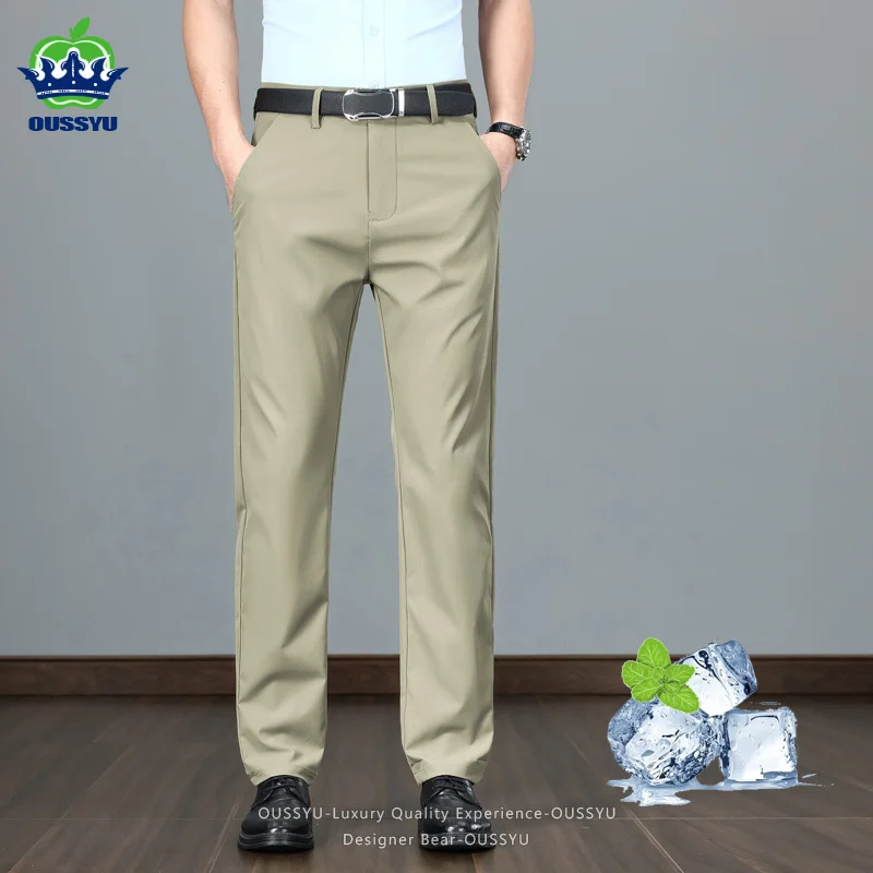 

Men's Summer Thin Casual Pants Lightweight Business Baggy Straight Leg Work Trousers Office Twill Chino Long Pants Father's Day
