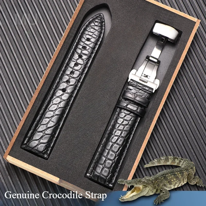 

For Omega Butterfly Flying Seahorse Superb Genuine Crocodile Leather Waterproof Original Watchbands 14 16 17 18 20 22mm