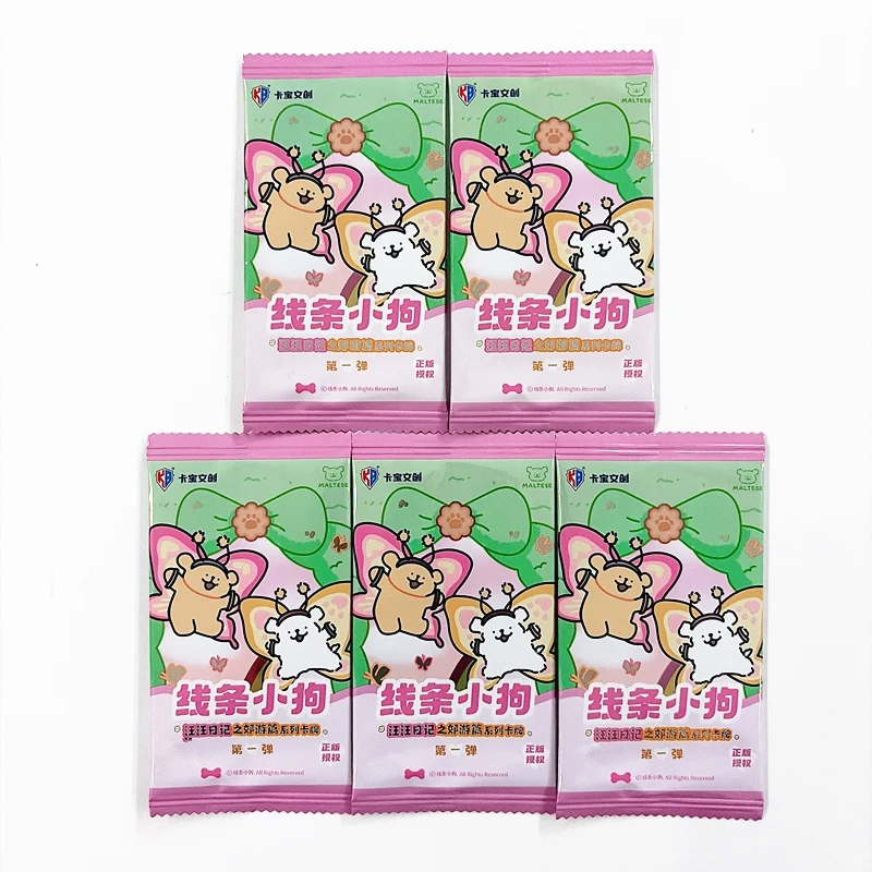 Random 3/5 Packs Cute Line Dog Maltese Collectible Card Wangwang Diary Outing Series Trading Cards Surprise Gift for Fans