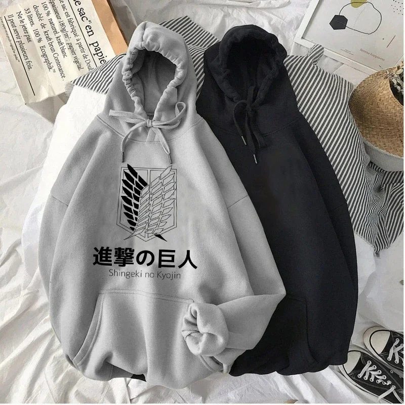 90s japanese Anime Attack on Titan Shingeki No Kyojin Graphic Hoodies Men Unisex Oversized Funny Cartoon Sweatshirt Hoody Male