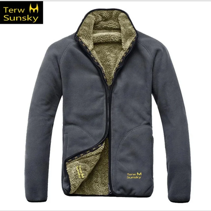 

Winter Double Side Wear Fleece Men Women Jacket HQ Outdoor Fishing Camping Climbing Hiking Clothing Sports Lambswool Liner Coat