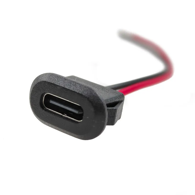 Enchufe de carga rápida CC de alta corriente con tuerca PH2.0, placa de bloqueo a presión, conector hembra impermeable tipo C, USB-C, 2/4/5 Pines, 10 Uds.