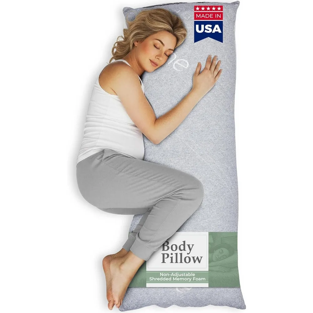 

Full Body Pillow for Side Sleepers - Cooling Memory Foam Support for Legs, Belly & Hips, Light Gray