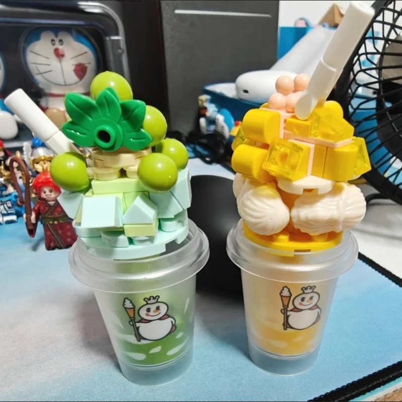 

JAKI MIXUE креативный новый продукт, строительный блок, имитация фруктового чая с молоком, чашка для чая, сделай сам, сборная модель, бутик, еда, друзья, игрушка в подарок