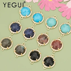YEGUI MD07,jewelry accessories,18k gold plated,nickel free,copper,natural stone,charms,jewelry making,diy pendants,4pcs/lot