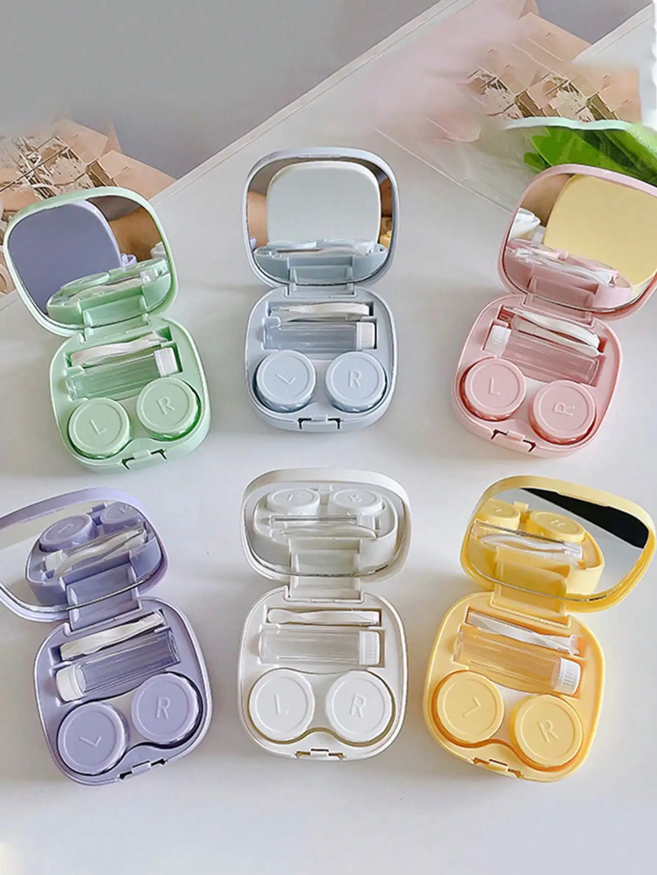 1pc Portable Minimalist Square Contact Lens Case, DIY Solid Color Contact Lens Holder