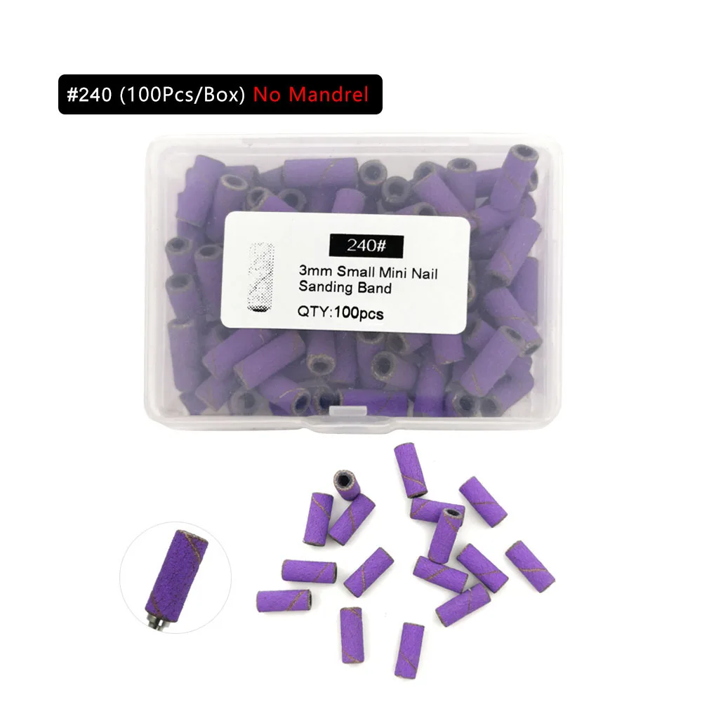HYTOOS Mini nastri abrasivi viola da 3 mm senza punte per trapano per unghie in acciaio inossidabile Mandrino Accessori per manicure elettrici