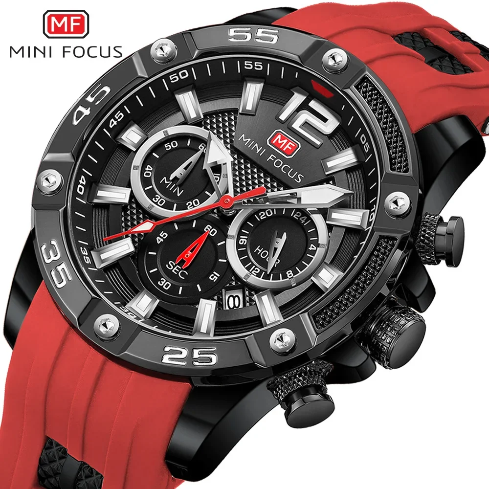 Men Multi Function Calendar Sport Quartz Watch Waterproof Glow in The-dark Man Silica Gel Watch