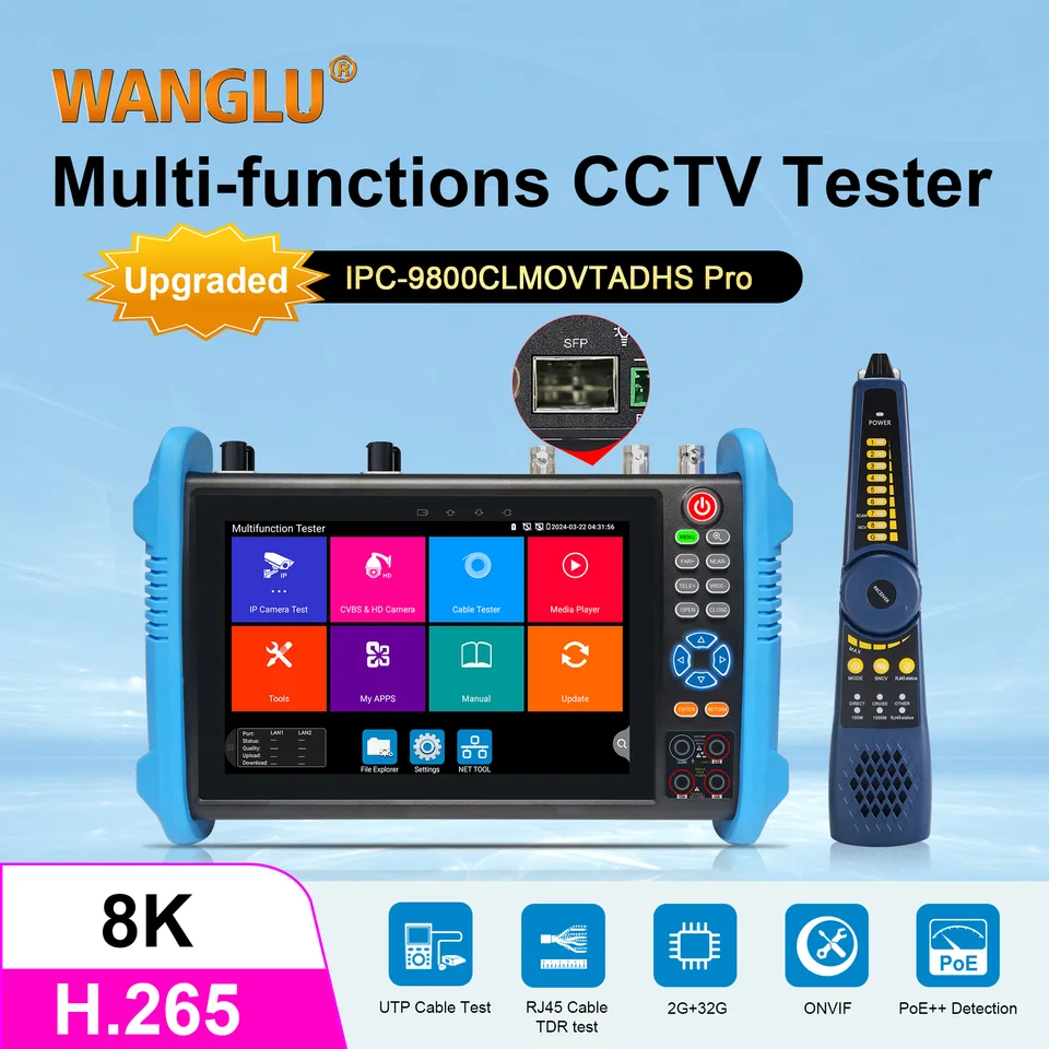 8K CCTV IPC Tester 8MP AHD CVI TVI POE IP Camera Testing Tool