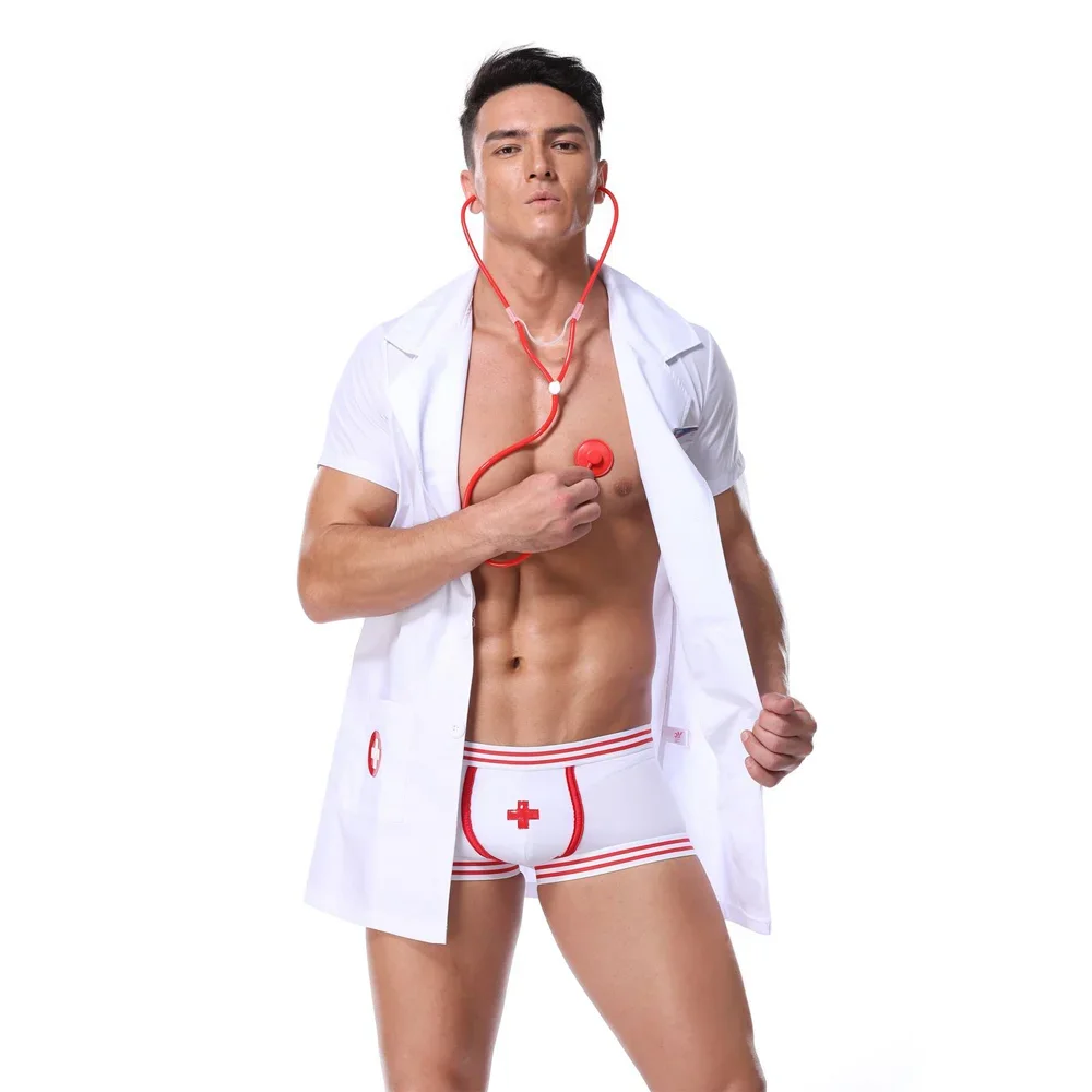 

Men Doctor Costume Halloween Attending Masquerade Physician Clothing