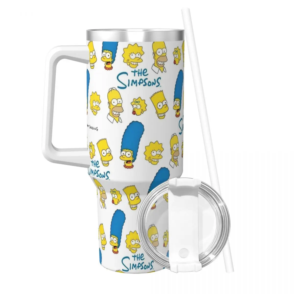 The S-Simpsons Stainless Steel Tumbler Travel Coffee Mug With Straws and Lid Large Capacity Mugs Cup Hot Drinks Water Bottle