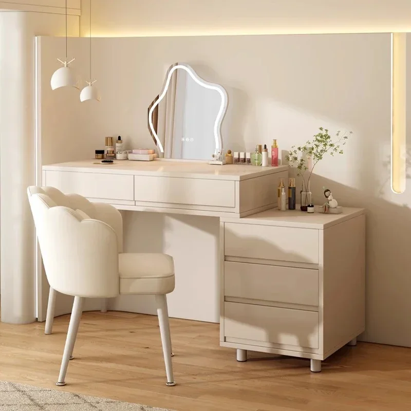 

Lights Mirror White Dresser Bedroom Modern Minimalist Nordic Vanity Tables Makeup Storage Tavoli Da Trucco Home Furniture LJ50DT