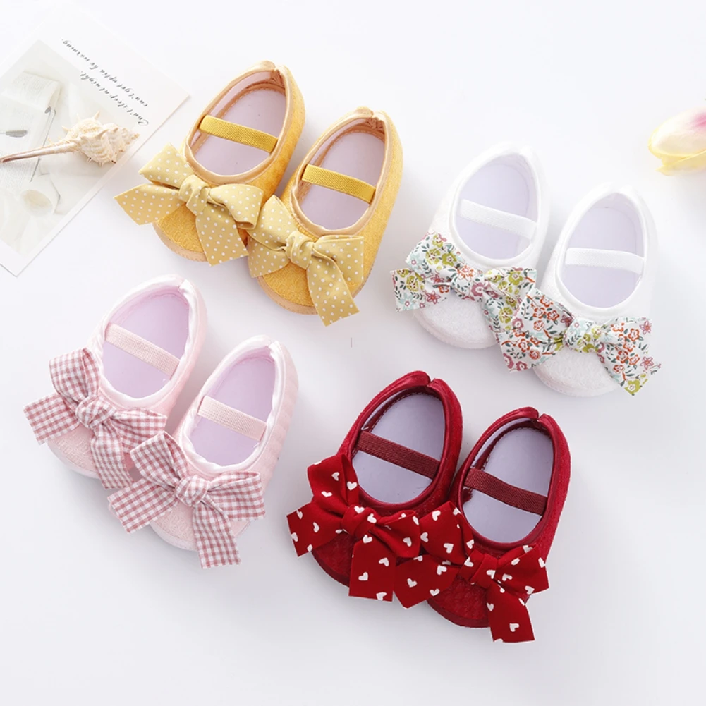 

Spring And Summer Baby Fashion Bowknot Non-slip Toddler Shoes Princess Shoes Hairband Baby Casual Walking Shoes