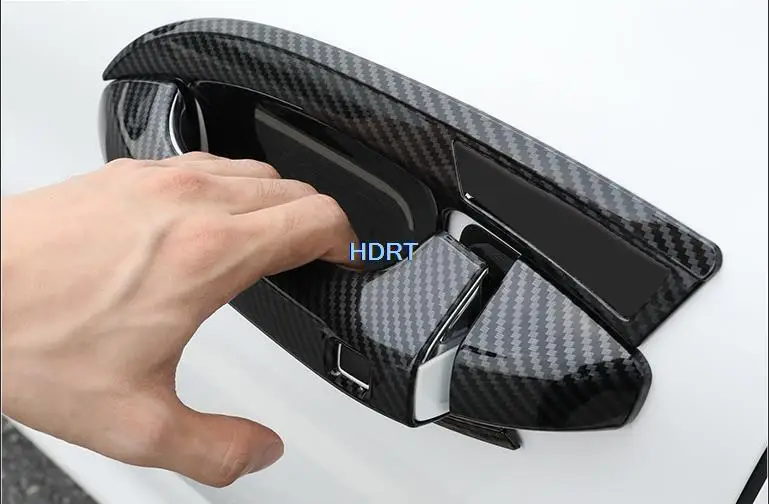 For Kia NIRO SG2 2021 2022 2023 Car Carbon Fiber Styling Door Handle bowl Cover With Smart Key Hole Catch Cap Trim Frame Molding