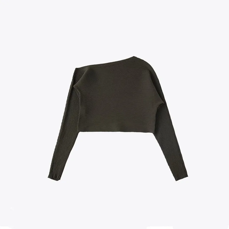 Jesienna Nowa Damska Moda Dopasowany Długi Sweter Dzianinowy Asymetryczny Streetwear Poliester Ciepły Długi Top