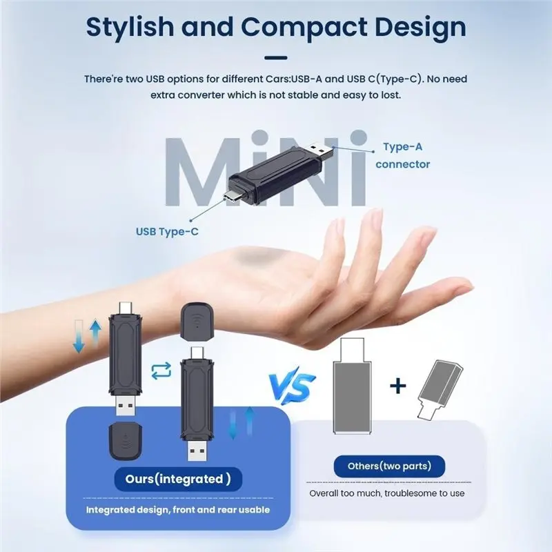 Wired To Wireless MINI 5 Pro For Carplay Adapter Android Auto Box USB Dongle For Car Wifi Bluetooth Auto Connect