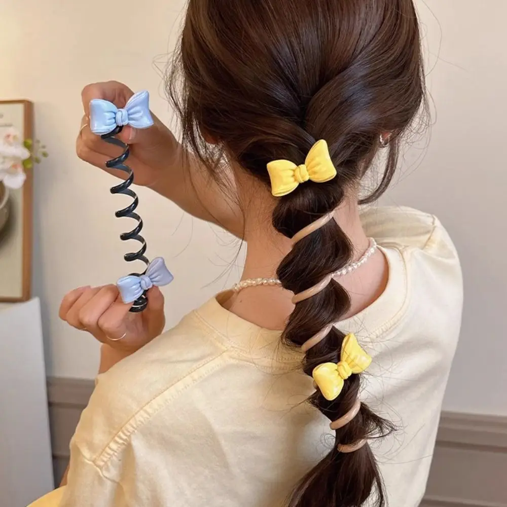 جديد البلاستيك القوس عقدة الشعر الدائري الراقية ذيل حصان فقاعة جديلة إكسسوارات الشعر لطيف رئيس حلية سلك الهاتف الشعر الدائري فتاة