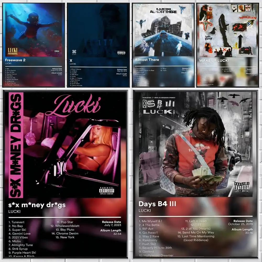 Moody Emo Rapper L-LUCKI Poster Stylish Wall Art for Bedroom Living Room Bar Café Home Decor Gift