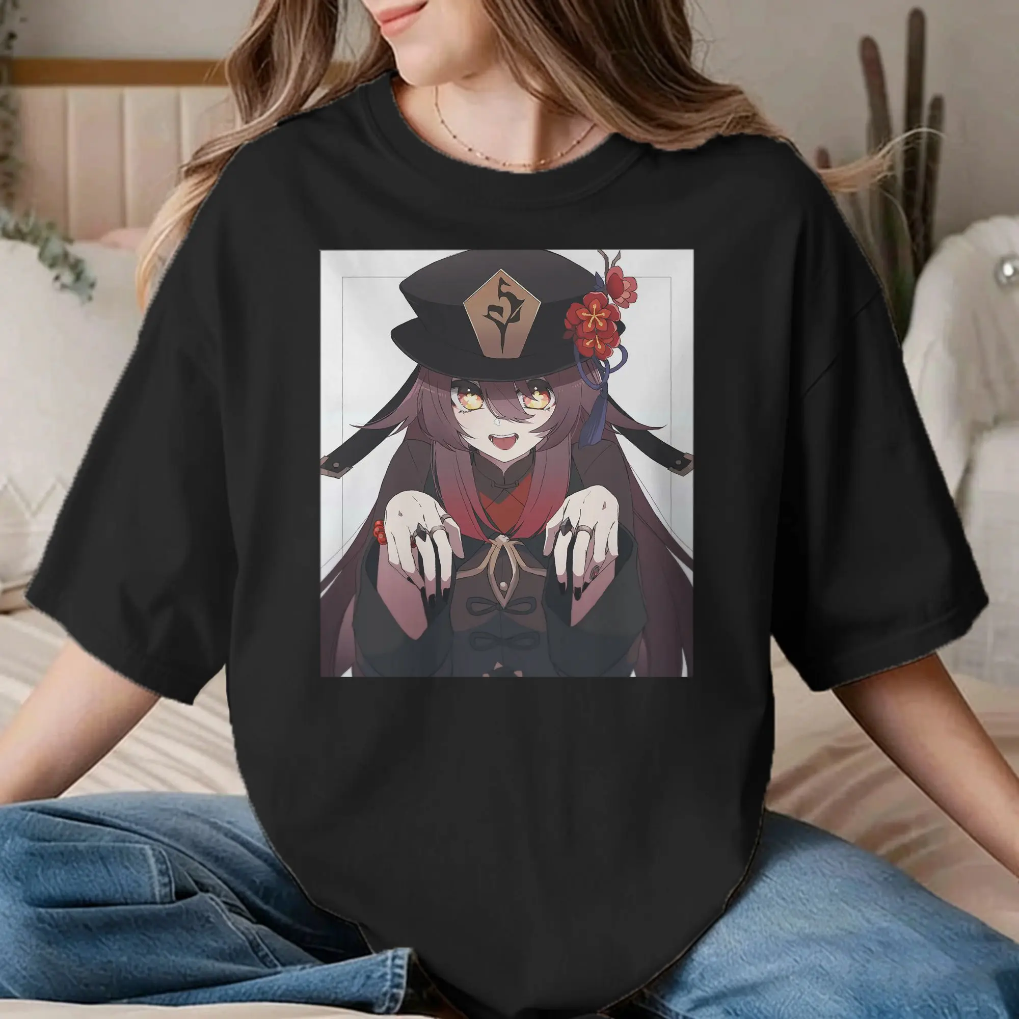 Men Women Genshin Impact Amine T Shirts Hu Tao 100% Cotton Clothing Novelty Short Sleeve Crewneck Tee Shirt Gift Idea T-Shirts