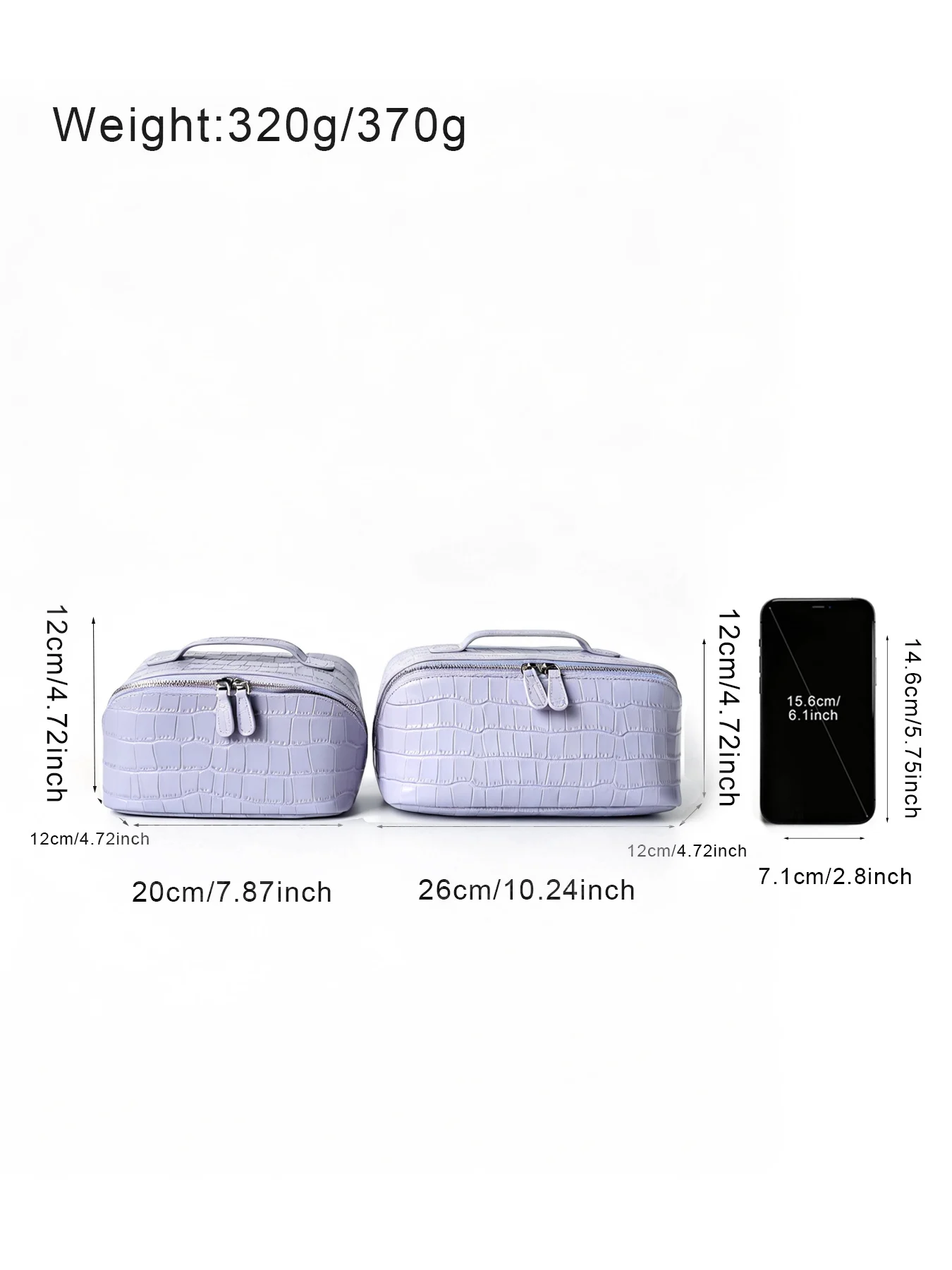 Kosmetiktaschen-Set aus echtem Leder mit lila Krokodilmuster, große Kapazität, Reise-Toilettentasche für Damen, Kosmetiktasche, Beutel – Detail 4