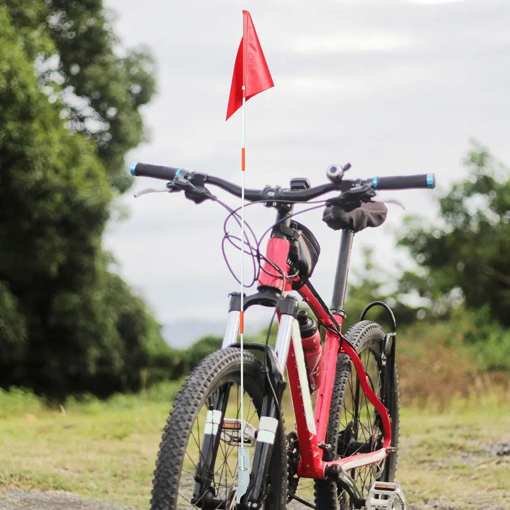 Bicycle Safety Flag with Sturdy Fiberglass Pole Bright Triangular Warning Flag for Cycling Trailers Scooters Karts Outdoor