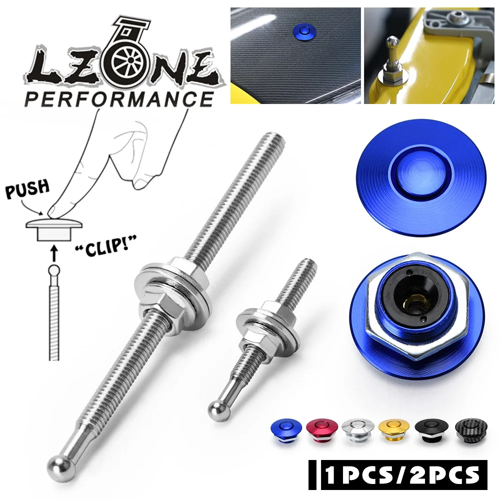 Universal Push Button Billet Quick Release Fasteners Set Racing Car Front Bumper Hood Pin Engine Bonnet Lock Latch Clip Body Kit