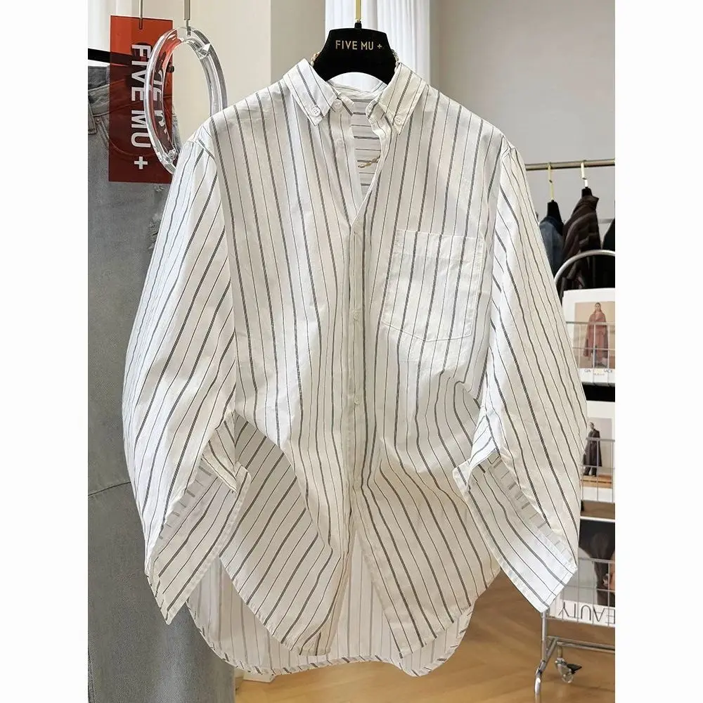 

Casual Striped Women Shirt French Style 2025 Autumn New Turn-down Collar Camisas De Mujer Gentle Wild Shirts Femme