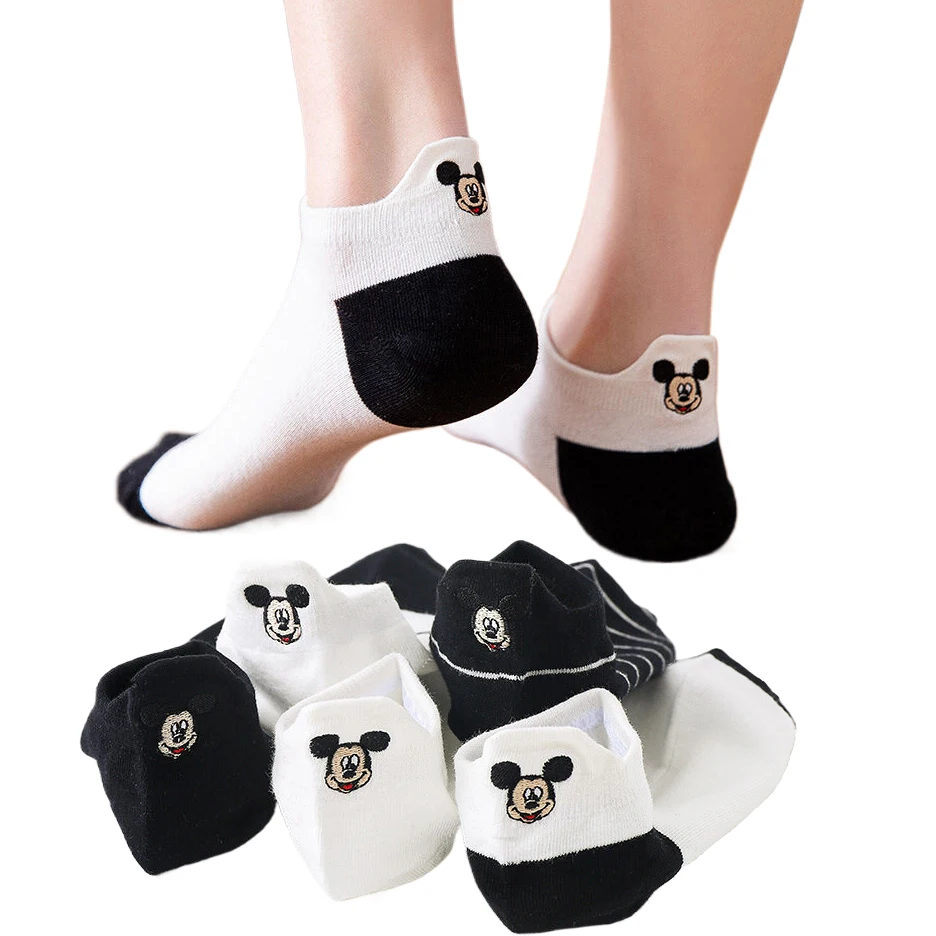 5 زوج Potdemiel ديزني الرجال النساء الجدة الجوارب التطريز الكرتون أنيمي الهيب هوب الشارع موضة مضحك عادية طاقم الجوارب القصيرة #1