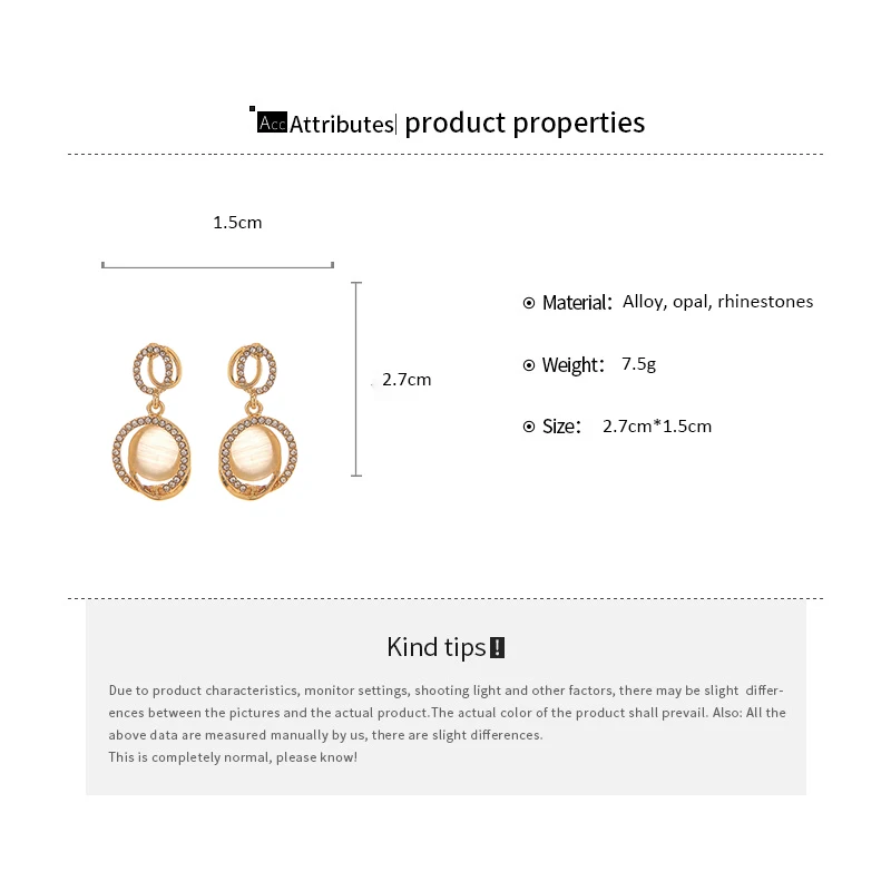 Transparent Cubic Imitation Opal Rhinestones Circle Geometric Dangle Earrings for Women Fashion Magnificent Dainty Daily Jewelry image 6