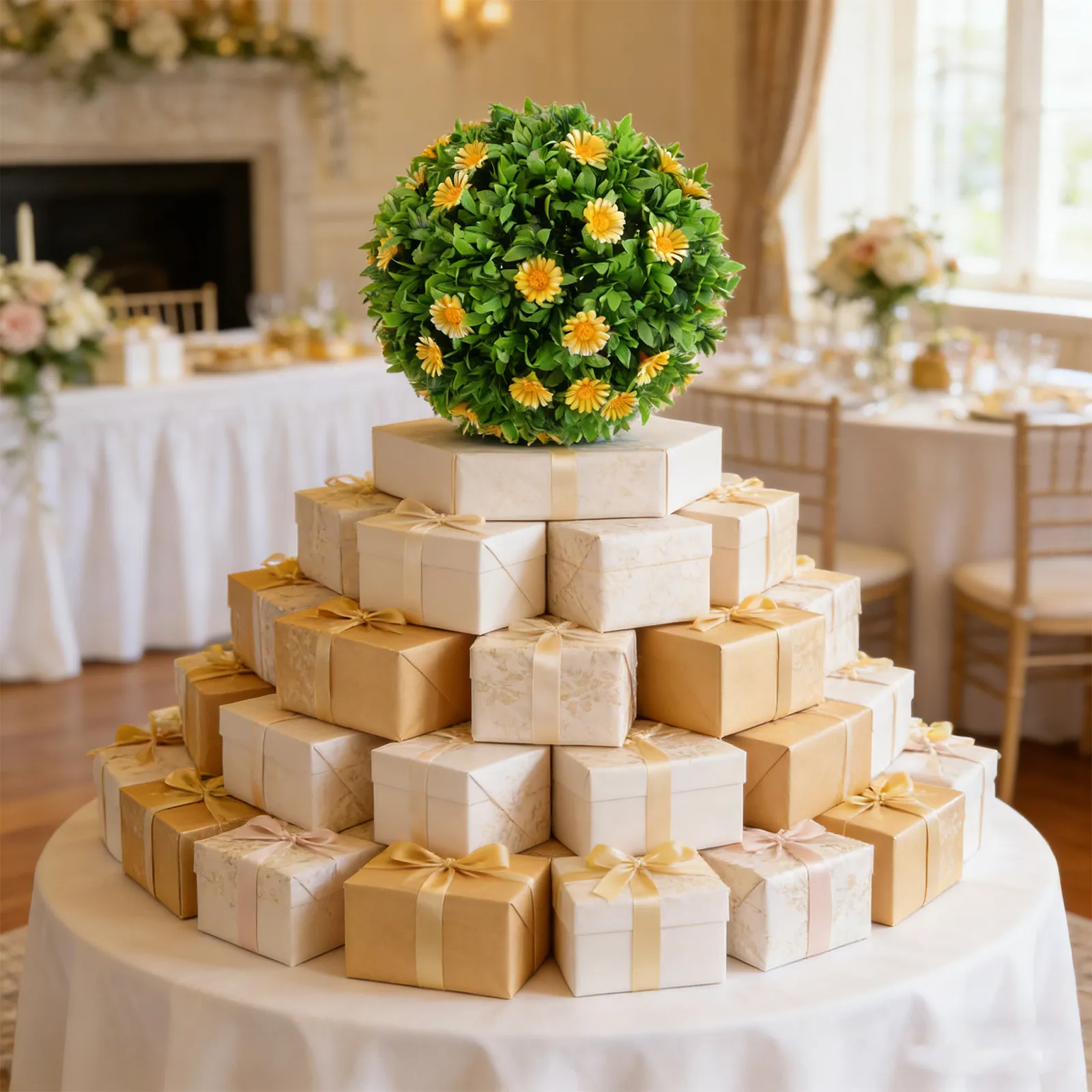 

Искусственный топиарий-шар из цветов, 11,8 дюйма, реалистичный искусственный шар из маргариток, украшение для свадебных и праздничных столов, имитация растения