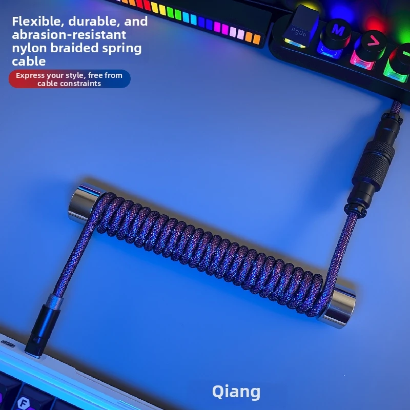 8k Aviator Airplug Cable Hall Effect Customization Aviation Plug Cable Type-c Spiral Spring Wire With Counterweight Rod