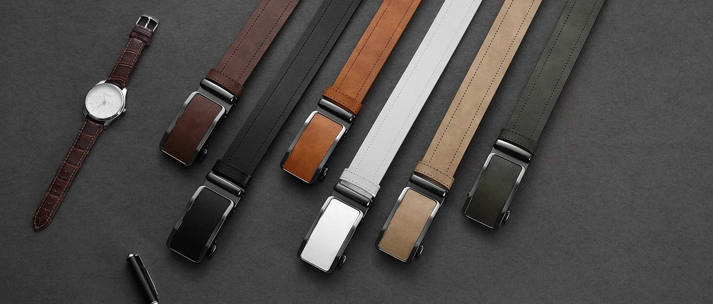 Modischer Ledergürtel für Herren, hochwertiger Ledergürtel für Herren, Business-Ratschengürtel mit automatischer Schnalle, zufällig verstellbar – Detail 4